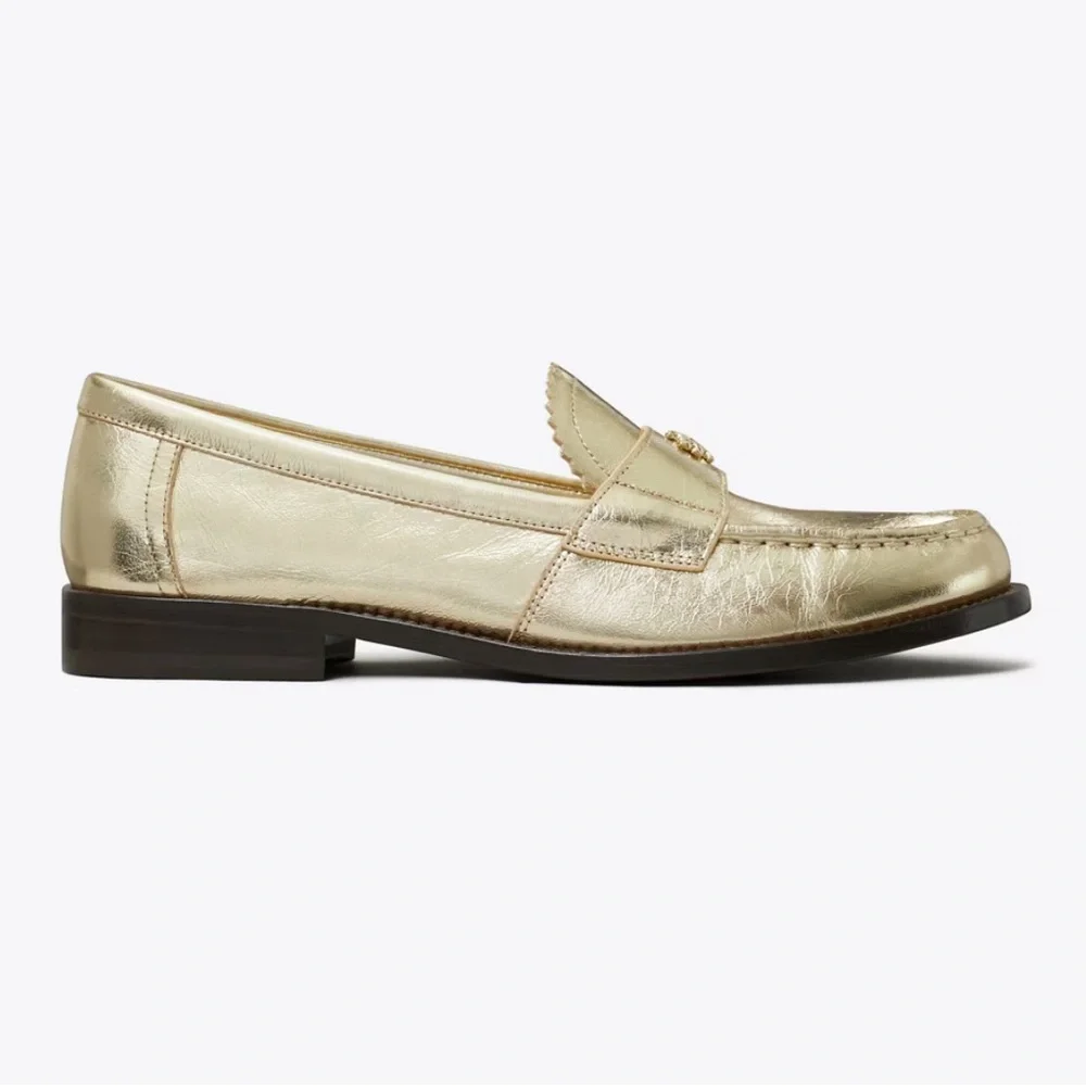 NWT Tory Burch Women’s Metallic Gold Classic Loafers, Color Spark Gold Platinum - Picture 7 of 16